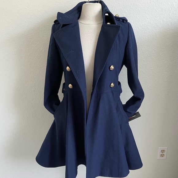 NWT Miss Sixty Cassie Coat Trench Military Double Breasted Fit and Flare - Picture 4 of 15
